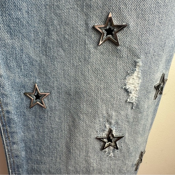 Hudson Riley Crop Relaxed Distressed GrommetStar Straight ButtonFly Jean NWOT 27 - Picture 6 of 16